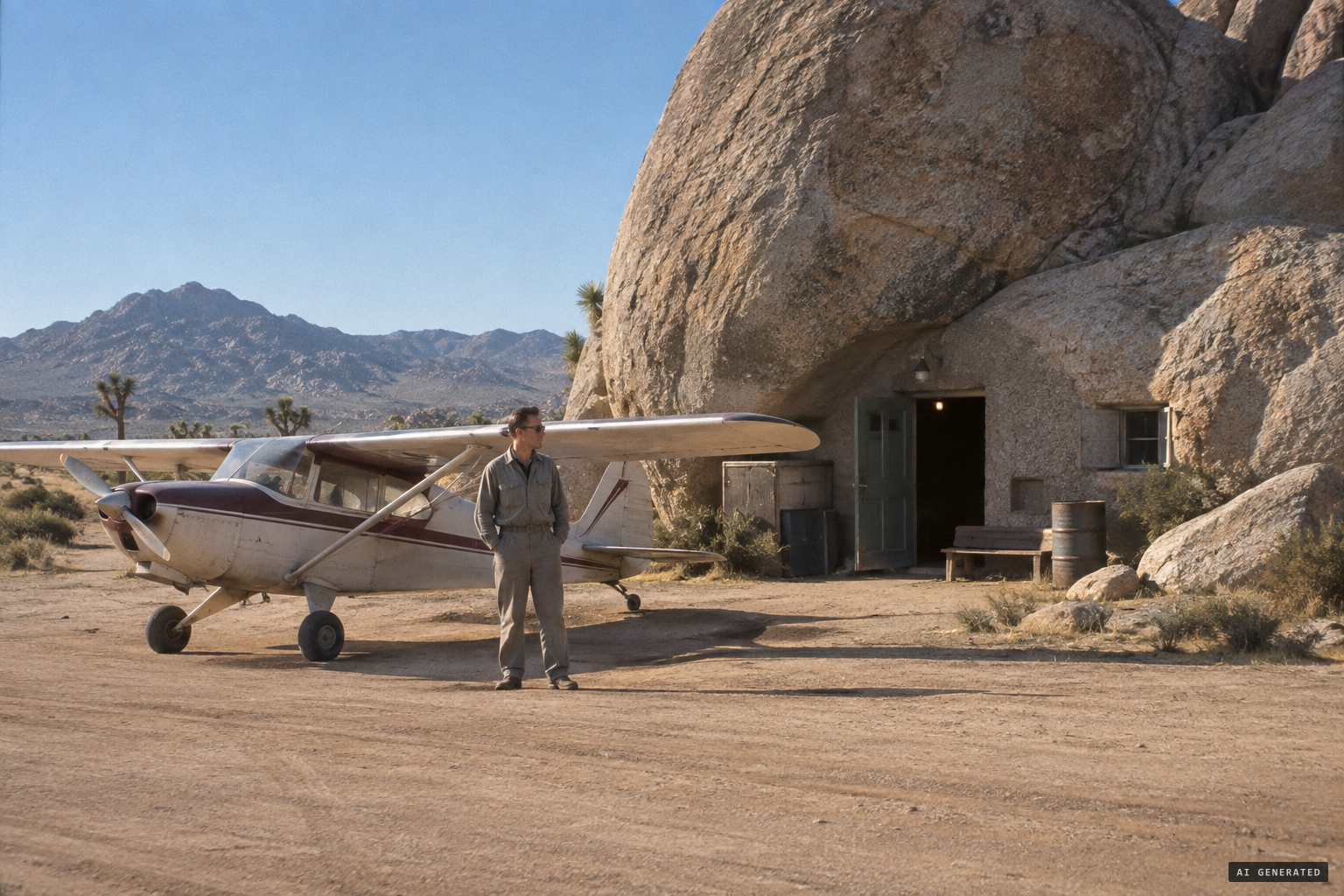 George Van Tassel took over the abandoned airstrip and lived in rooms under Giant Rock