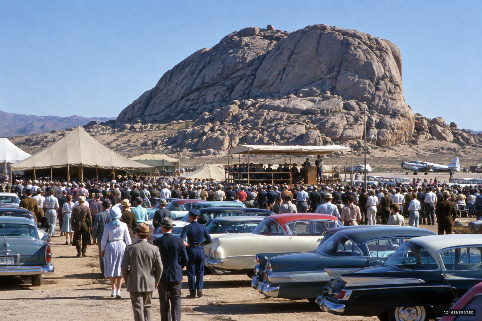 The Giant Rock Spacecraft Convention at its 1959 peak, with about 10,000 visitors
