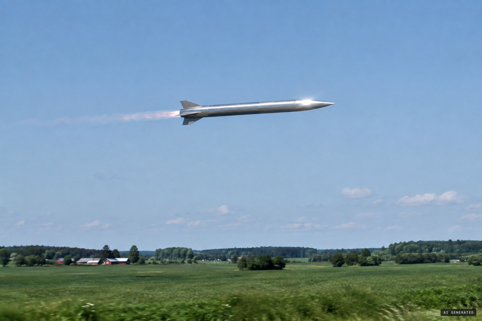 Östernärksby, 1 June: a silver-glistening rocket shaped like a giant cigar