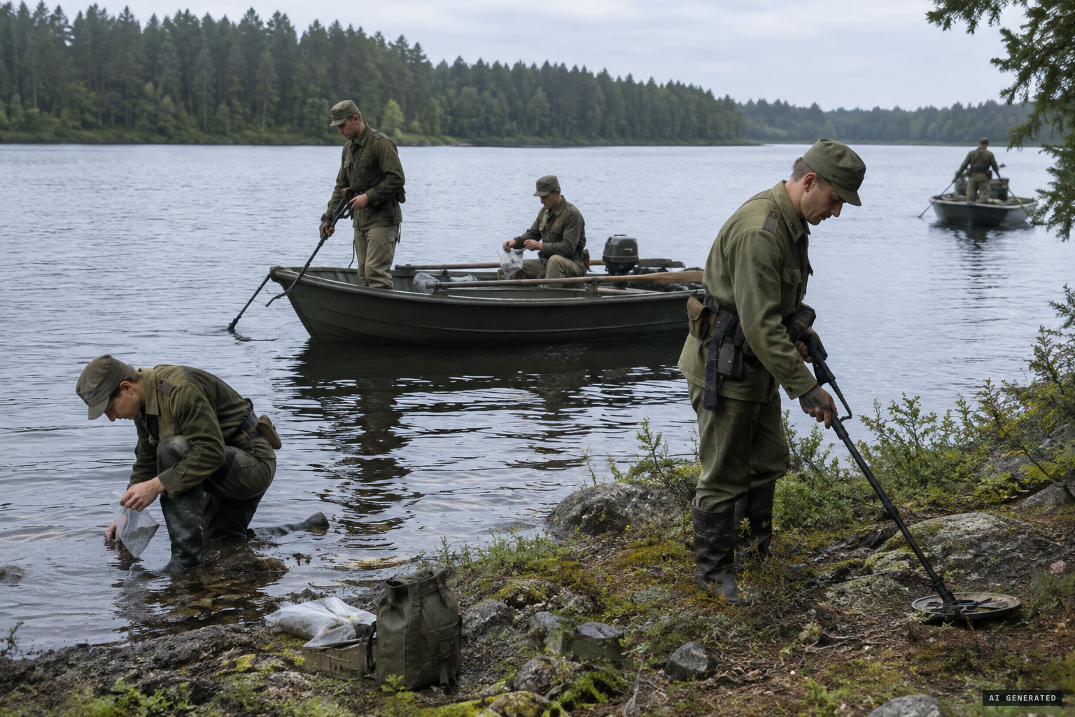 Engineer troops from Boden search the lake