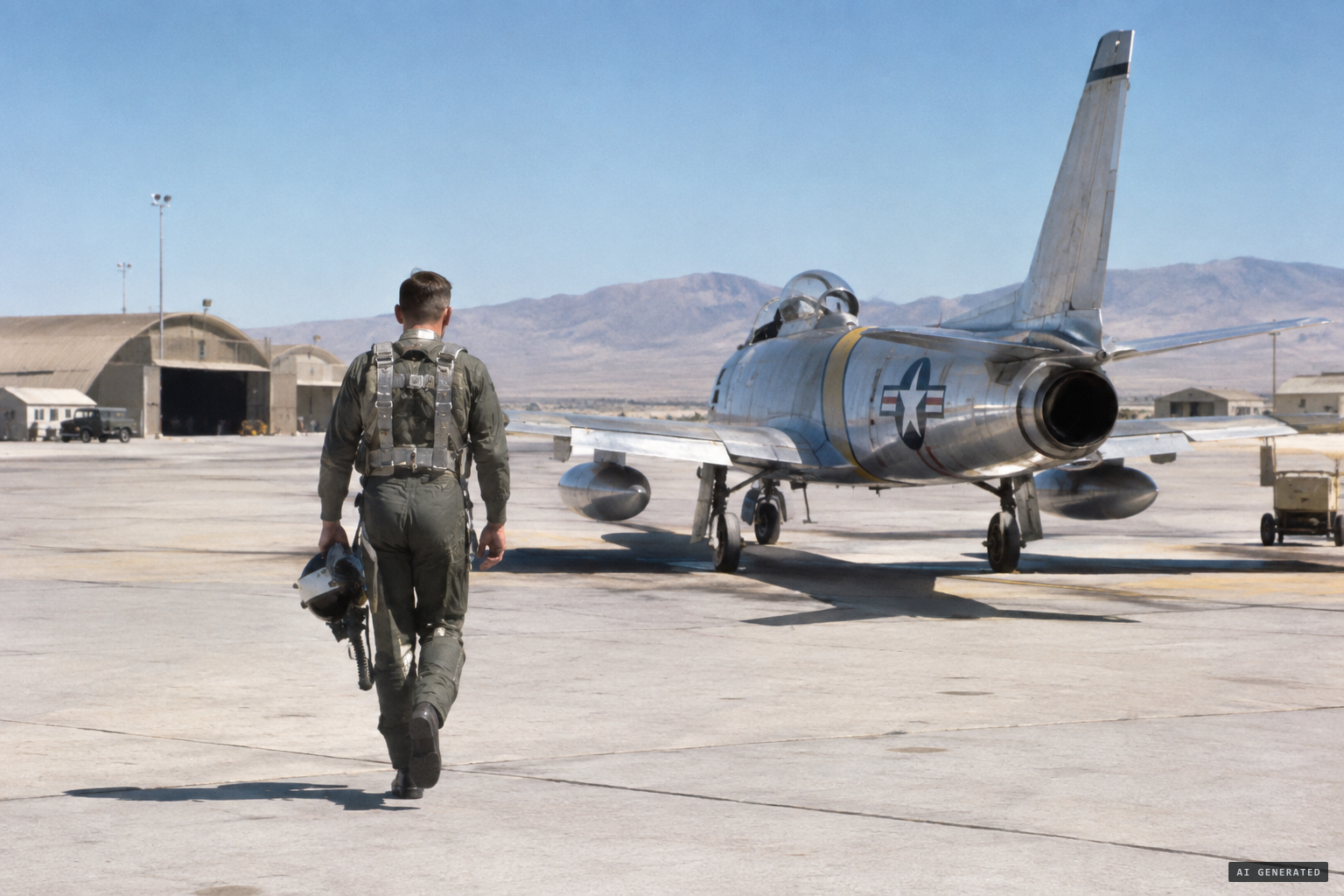 Captain Gordon Cooper, test pilot at Edwards Air Force Base in 1957