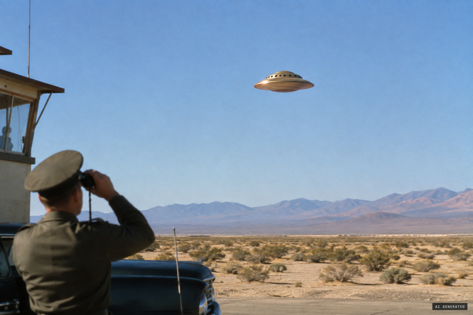 The golden, luminous domed saucer with ports around the dome