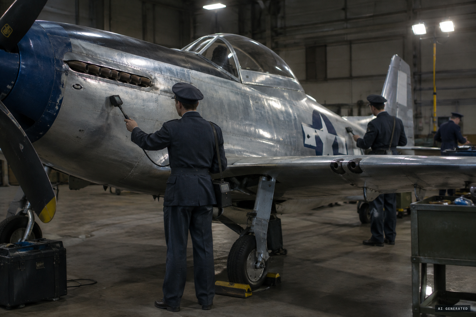 Project Sign investigators check the Mustang with a Geiger counter