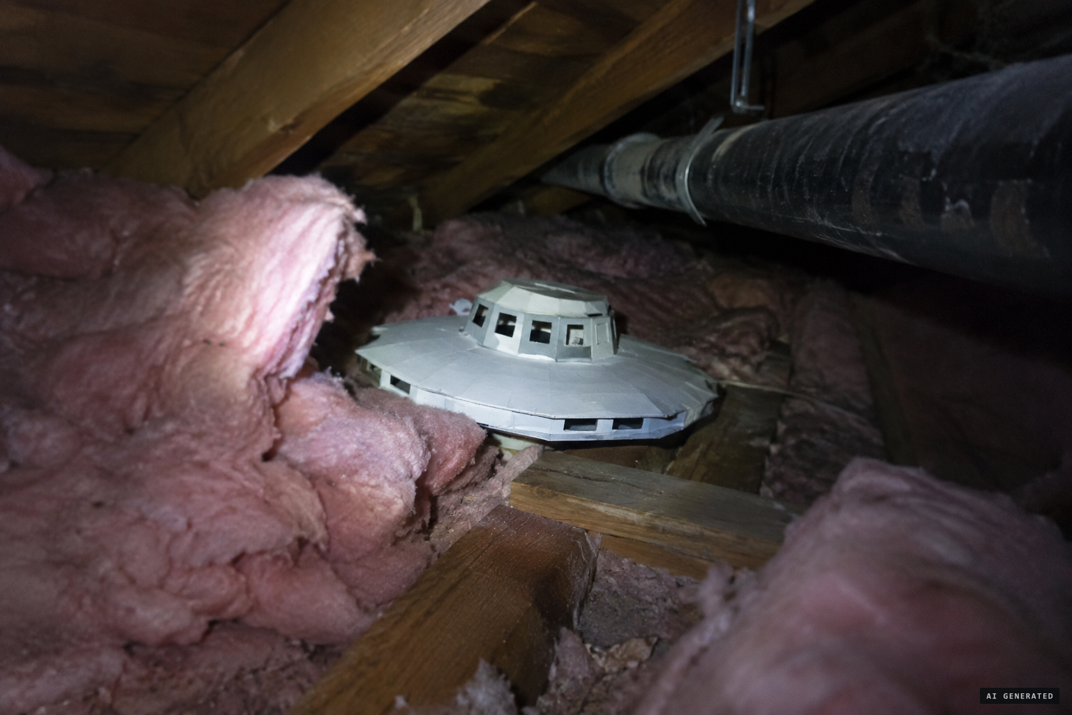 The new owners find a model under the attic insulation