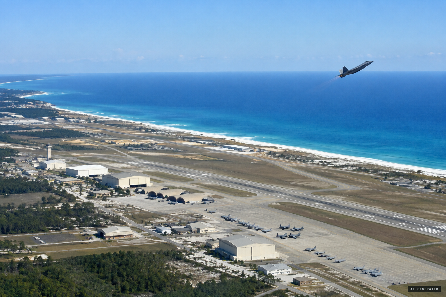 Eglin Air Force Base, its training airspace reaching out over the Gulf of Mexico
