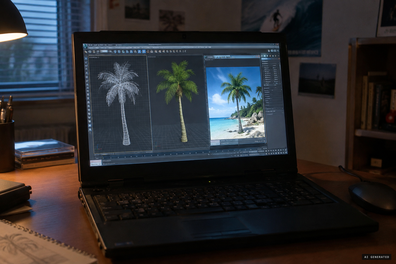The palms are matched to commercial 3-D software