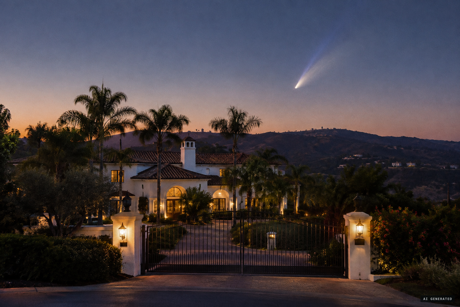 The Heaven's Gate mansion at 18341 Colina Norte, with the comet as their "marker"