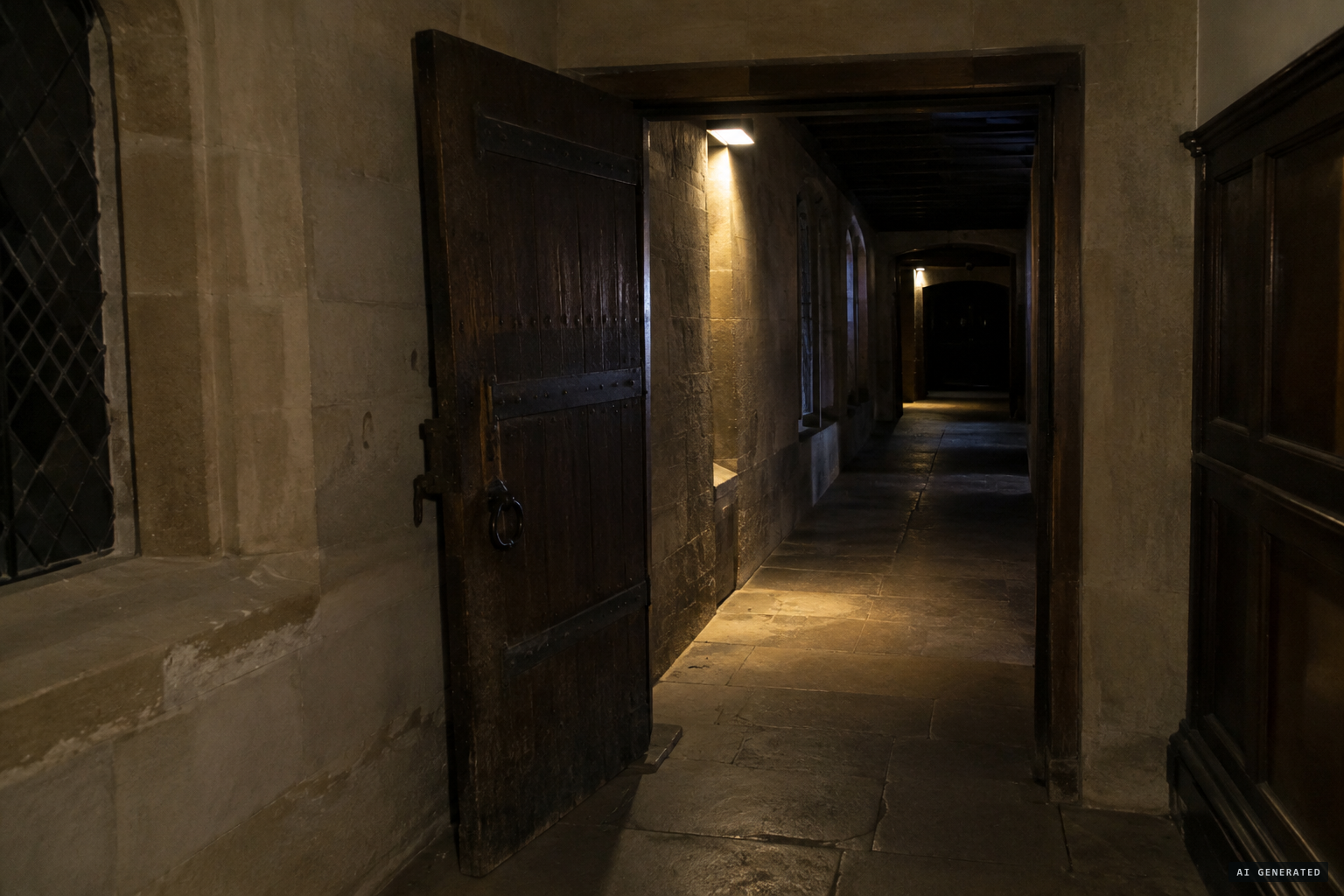 The fire door near Clock Court, found flung open night after night