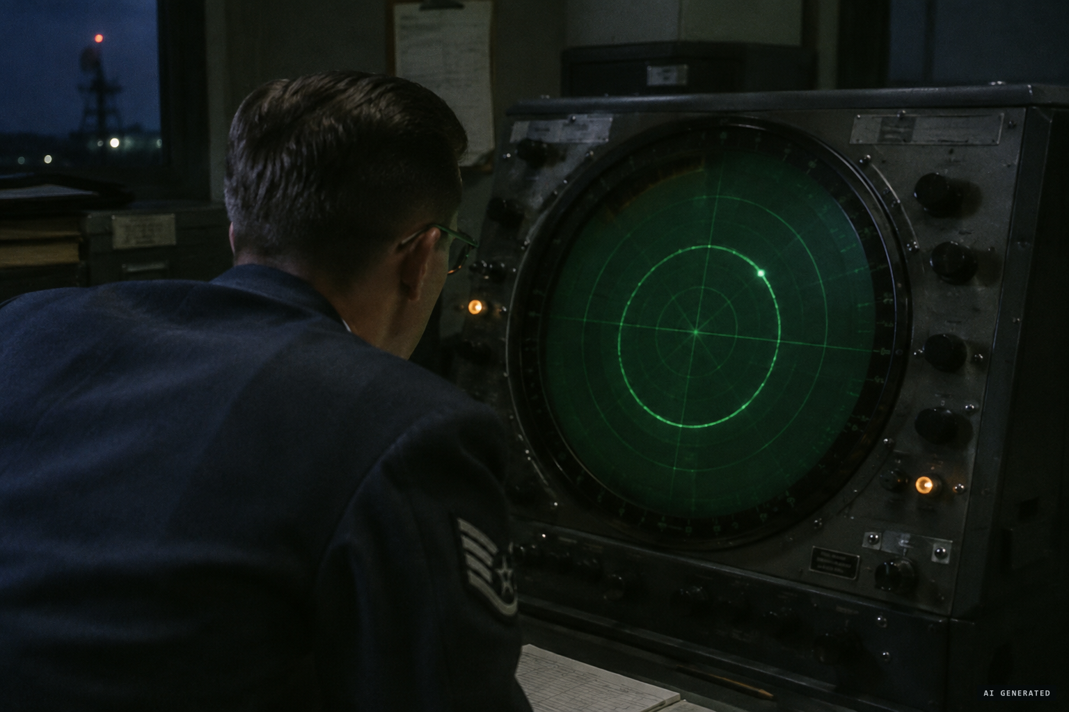 Shiroi radar tracks an unidentified target orbiting off the Funabashi coast