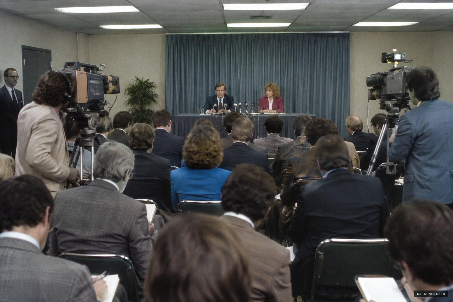 About 75 reporters at the Los Angeles press conference