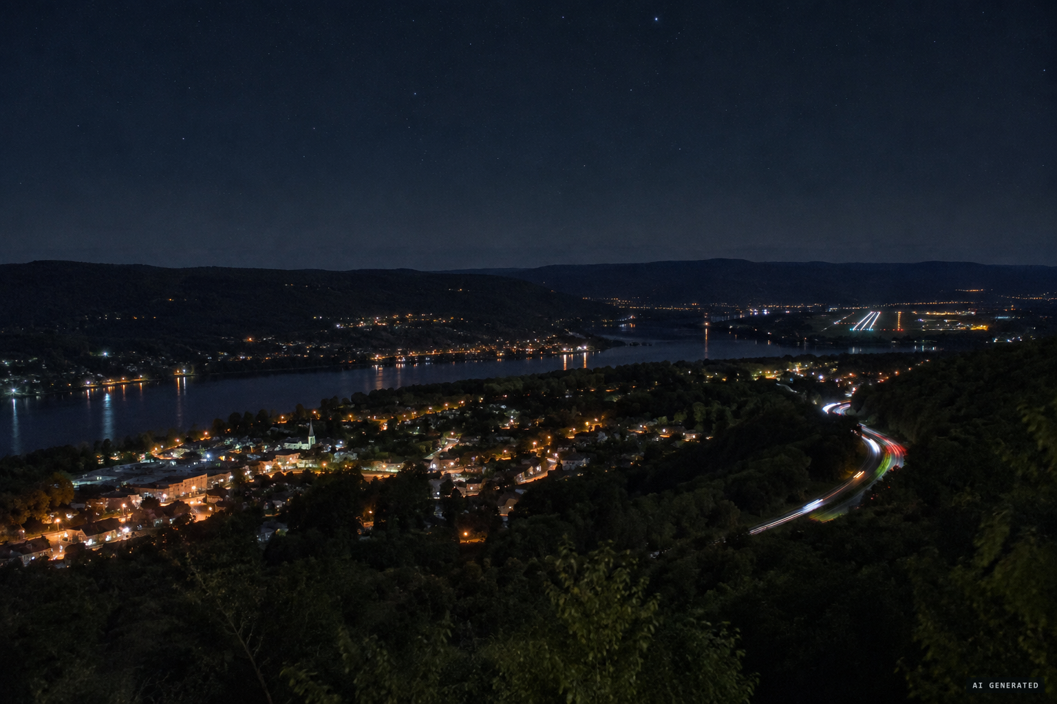 The Hudson Valley north of New York City, a landscape of commuter towns, parkways and small airfields