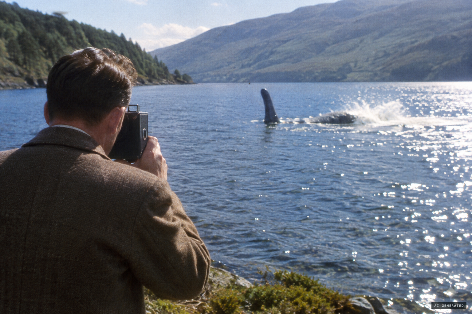 Gray readies his camera as the headless shape's tail-like end moves violently