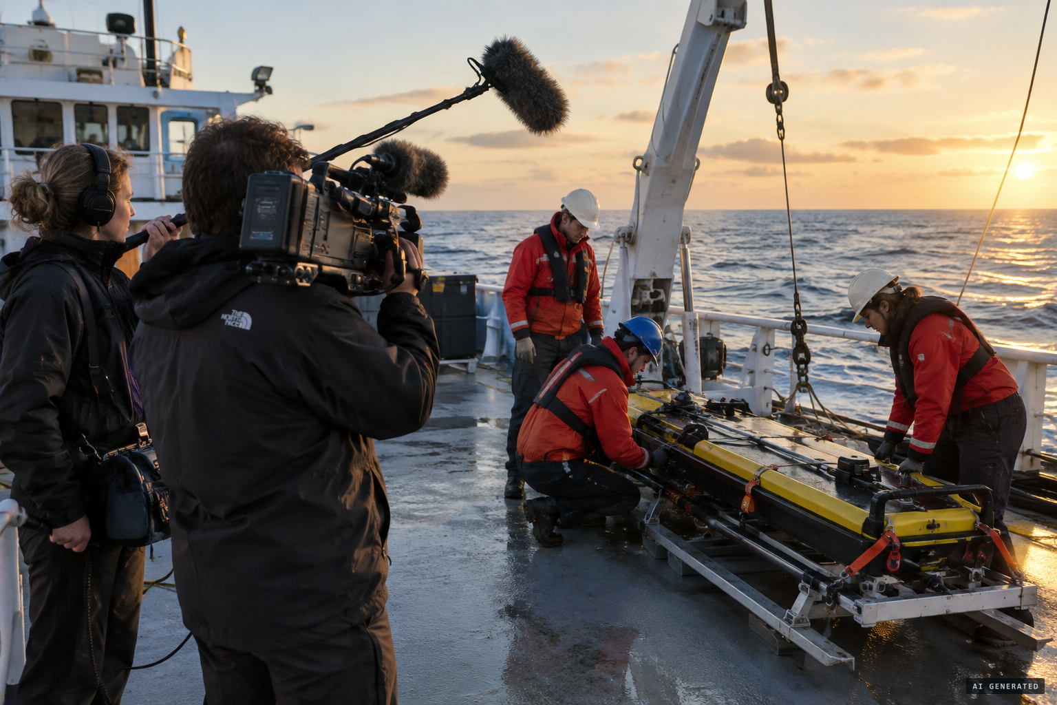 A documentary crew films aboard the Silver Star
