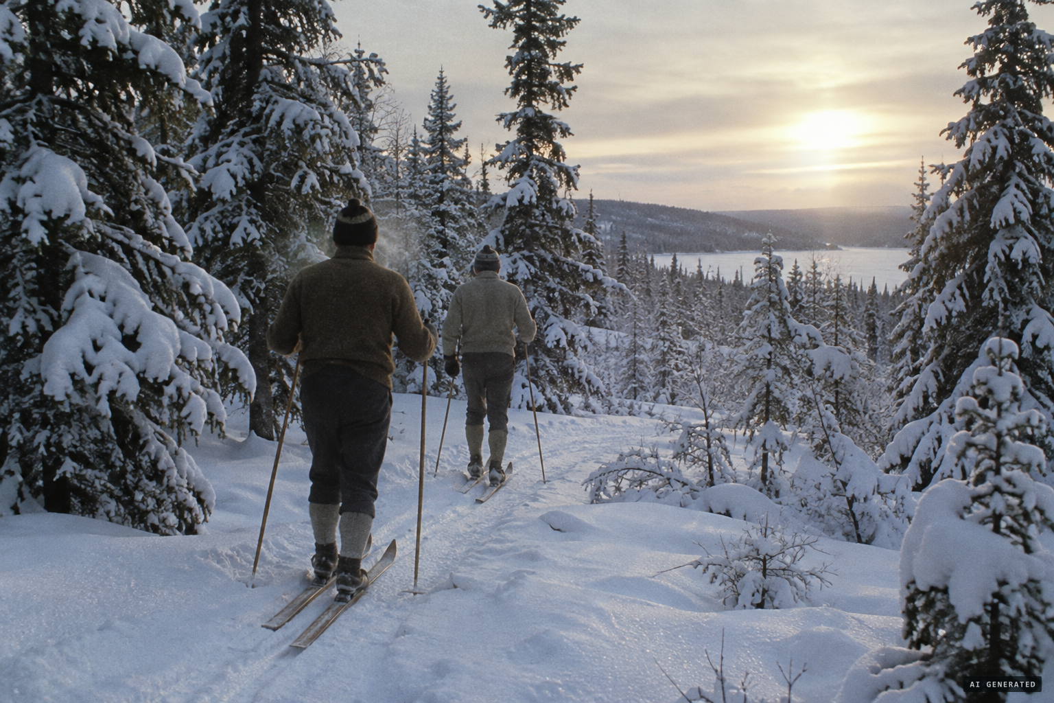 Aarno Heinonen and Esko Viljo set out skiing near Imjärvi at 17 degrees below zero