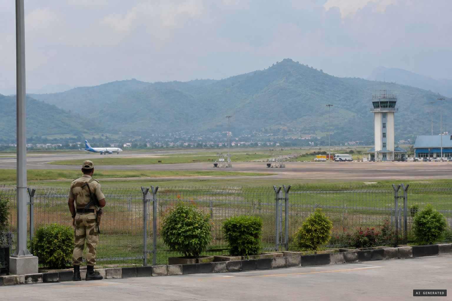 Imphal's airport, one runway and one control tower, on 19 November 2023