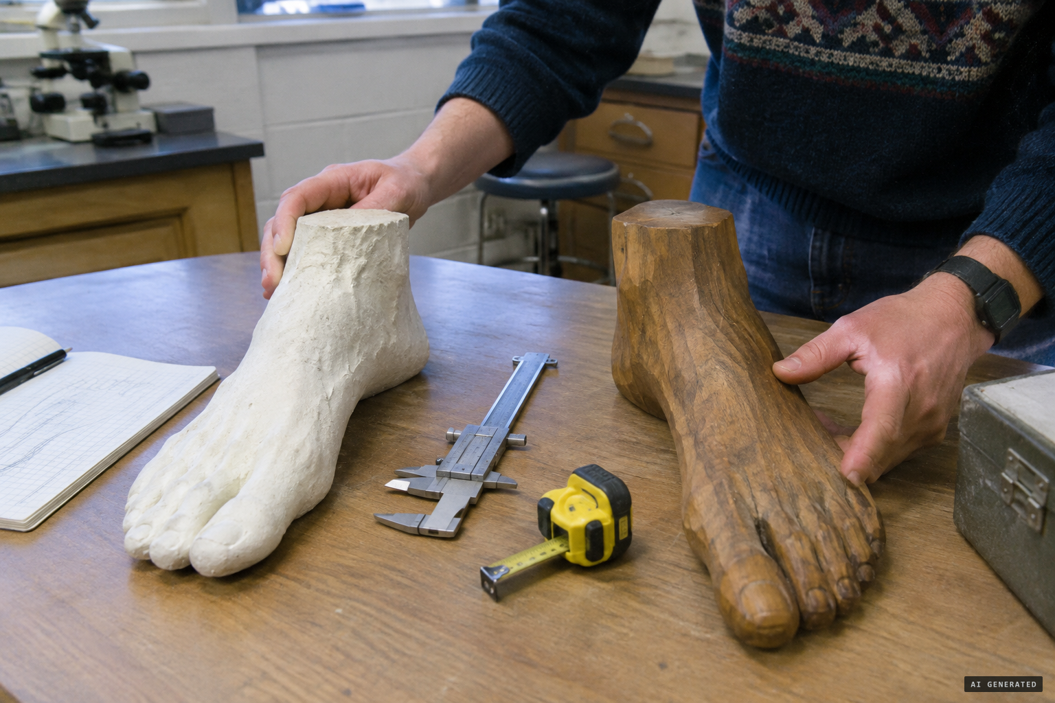 Researchers say the wooden feet do not match Crew's casts