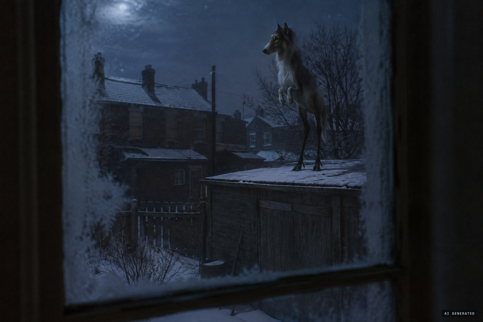 The Evanses watch the creature on their shed