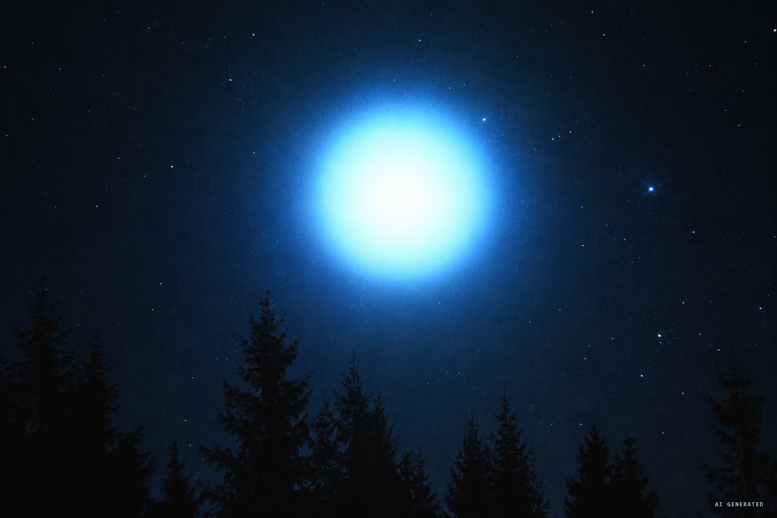 The light grows to the size of the moon and turns blue, then red, then white