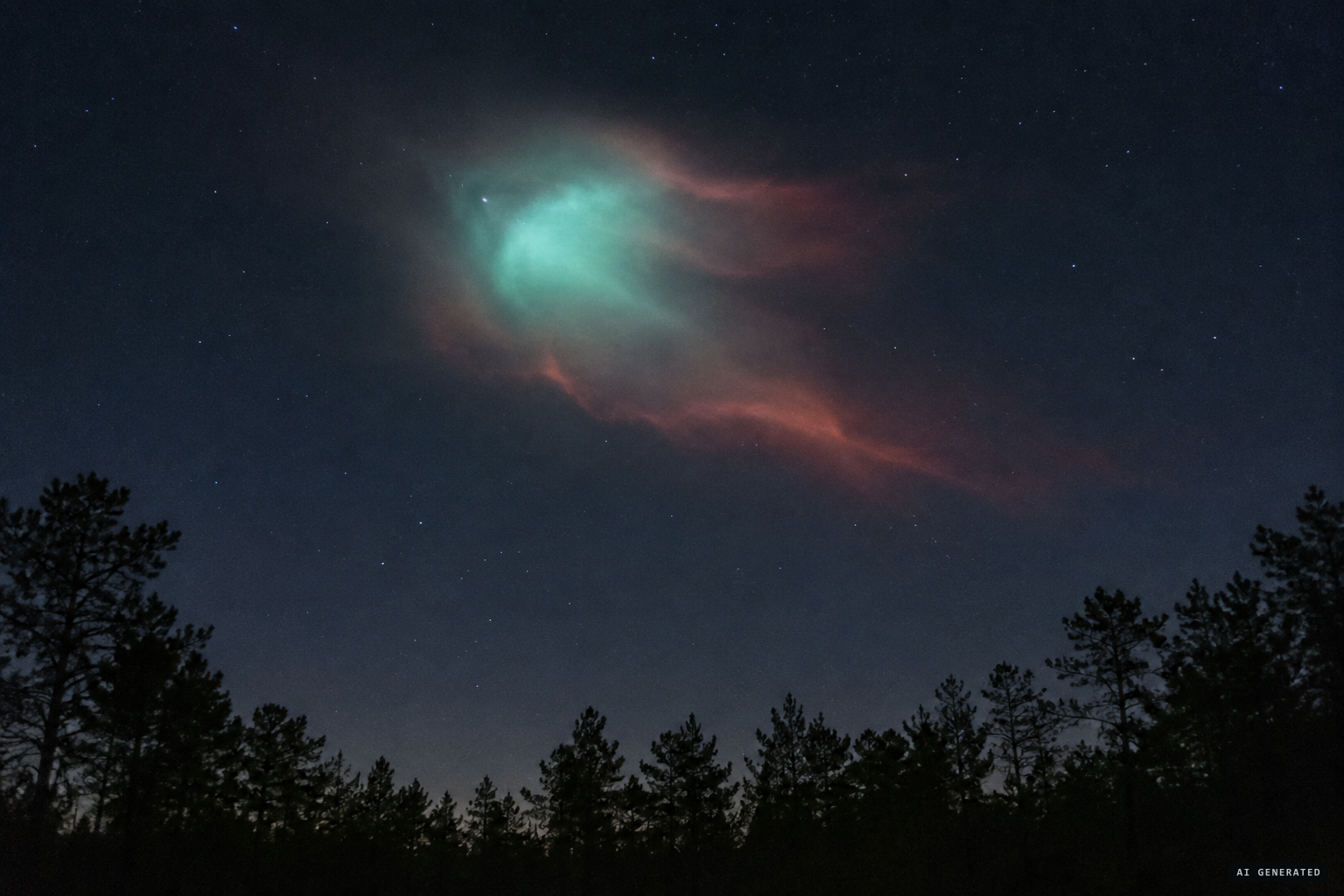A barium cloud released from an Eglin AFB rocket at 7:35 pm on January 6, 1969