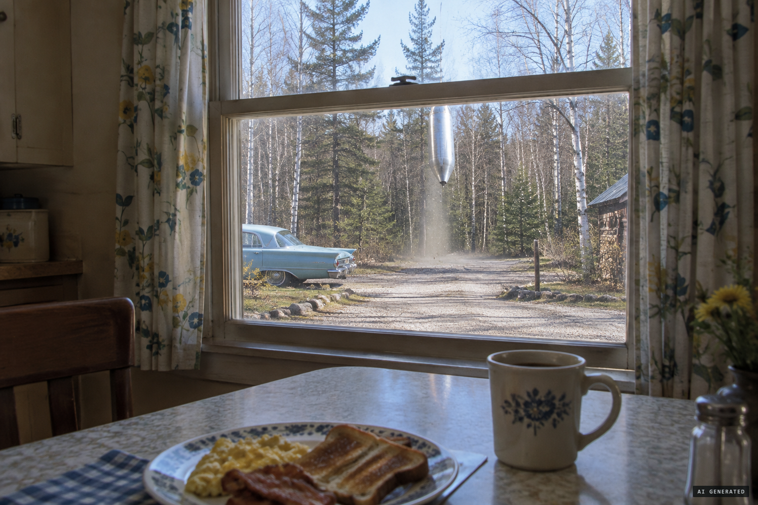 About 11 a.m., an object comes straight down like an elevator outside Simonton's window