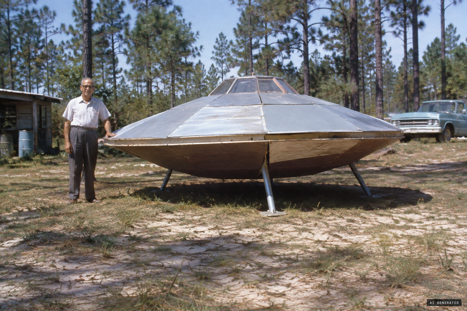 The full-size spaceship Reeves built in his yard as 'the Brooksville spaceman'