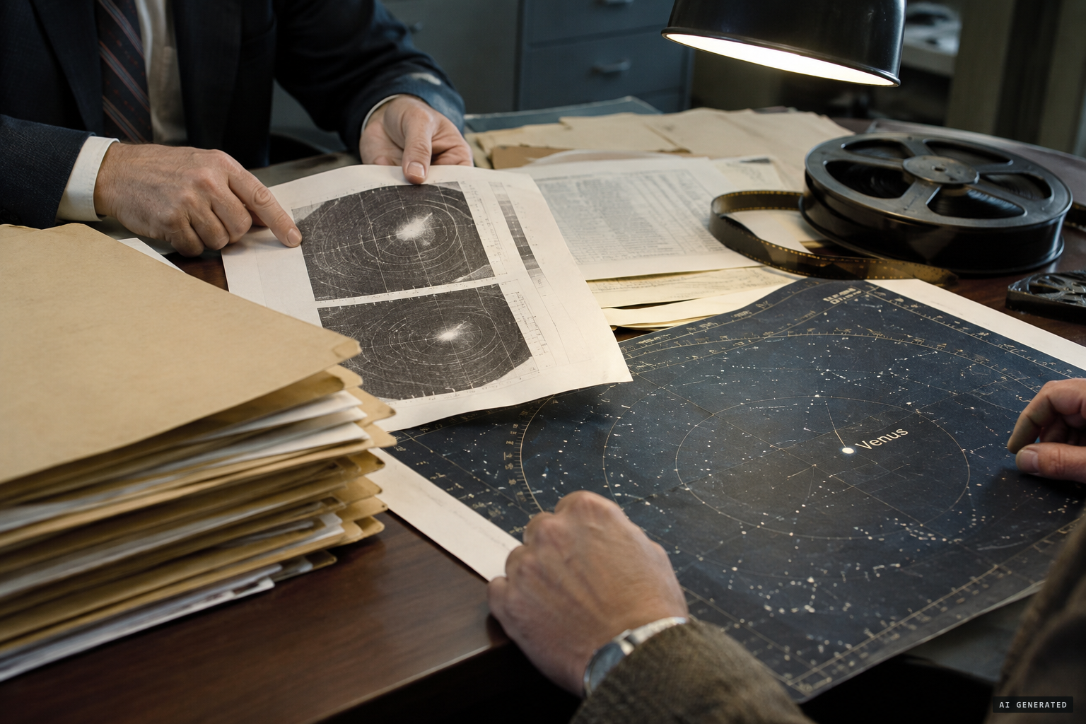 Investigators examine the case files, radar data and film