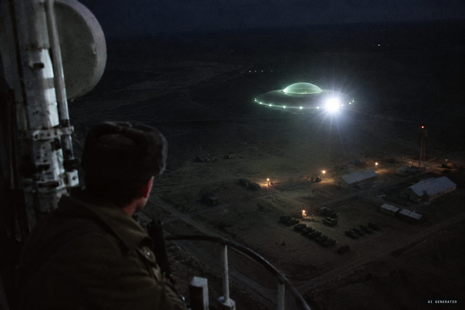 The silent green disc with its dome, side lights and camera-like flashes