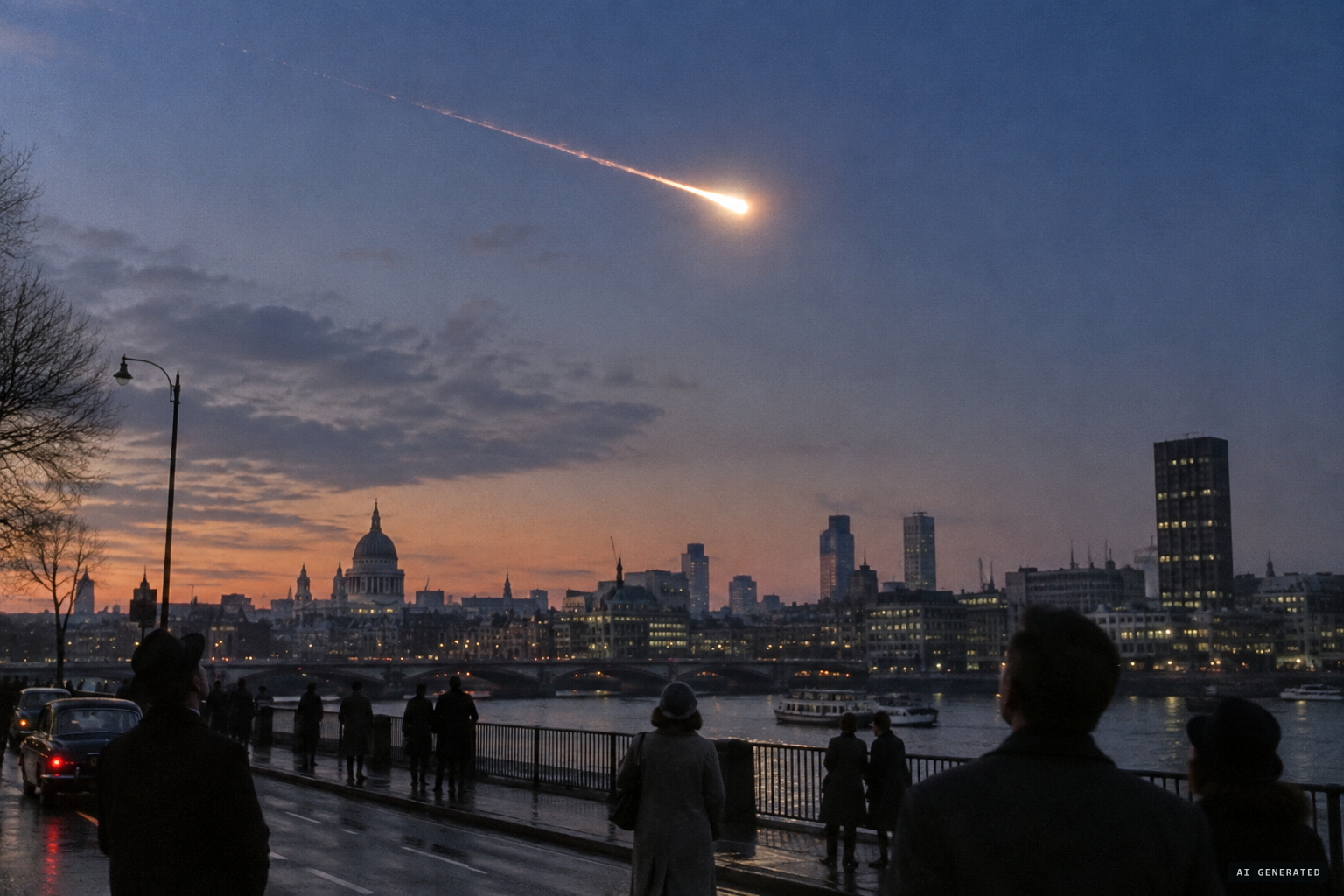 A brilliant fireball streaks over Detroit and Windsor on December 9, 1965