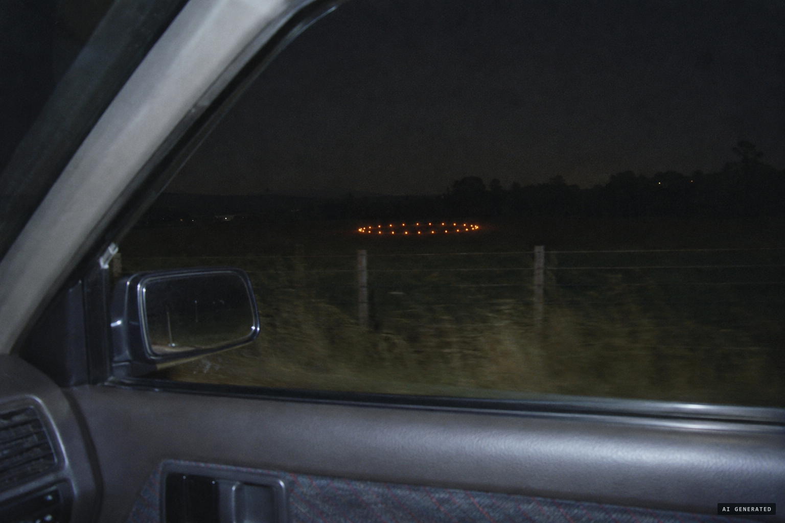 Kelly sees a ring of orange lights in a field