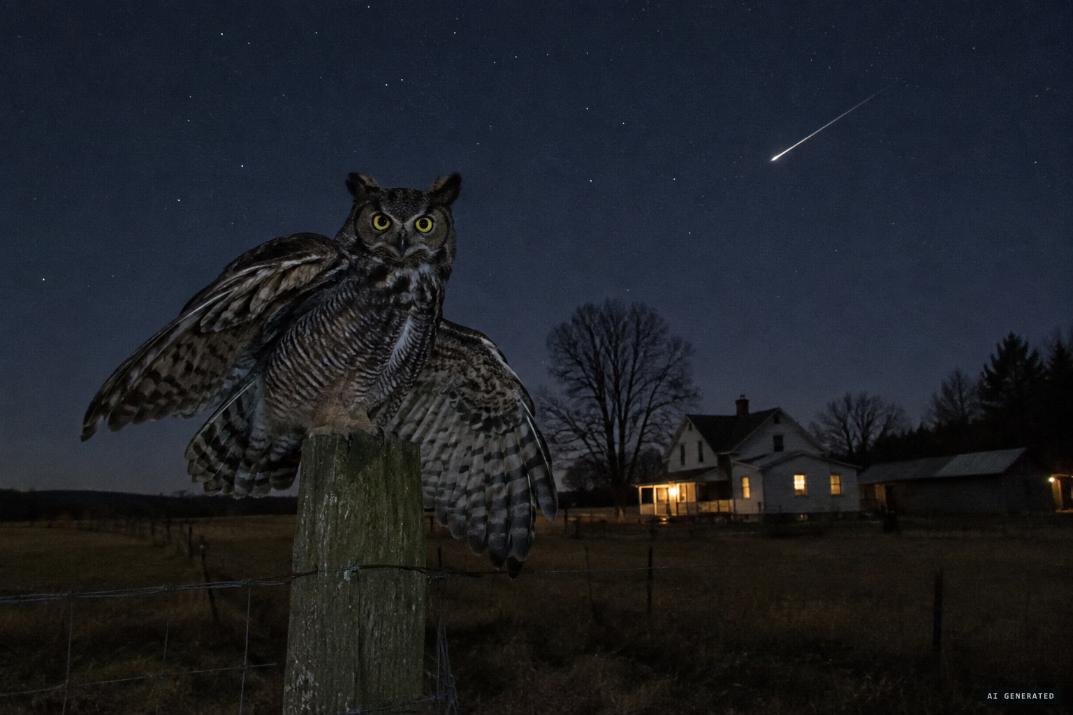 The skeptics' explanation: a meteor, and aggressive great horned owls