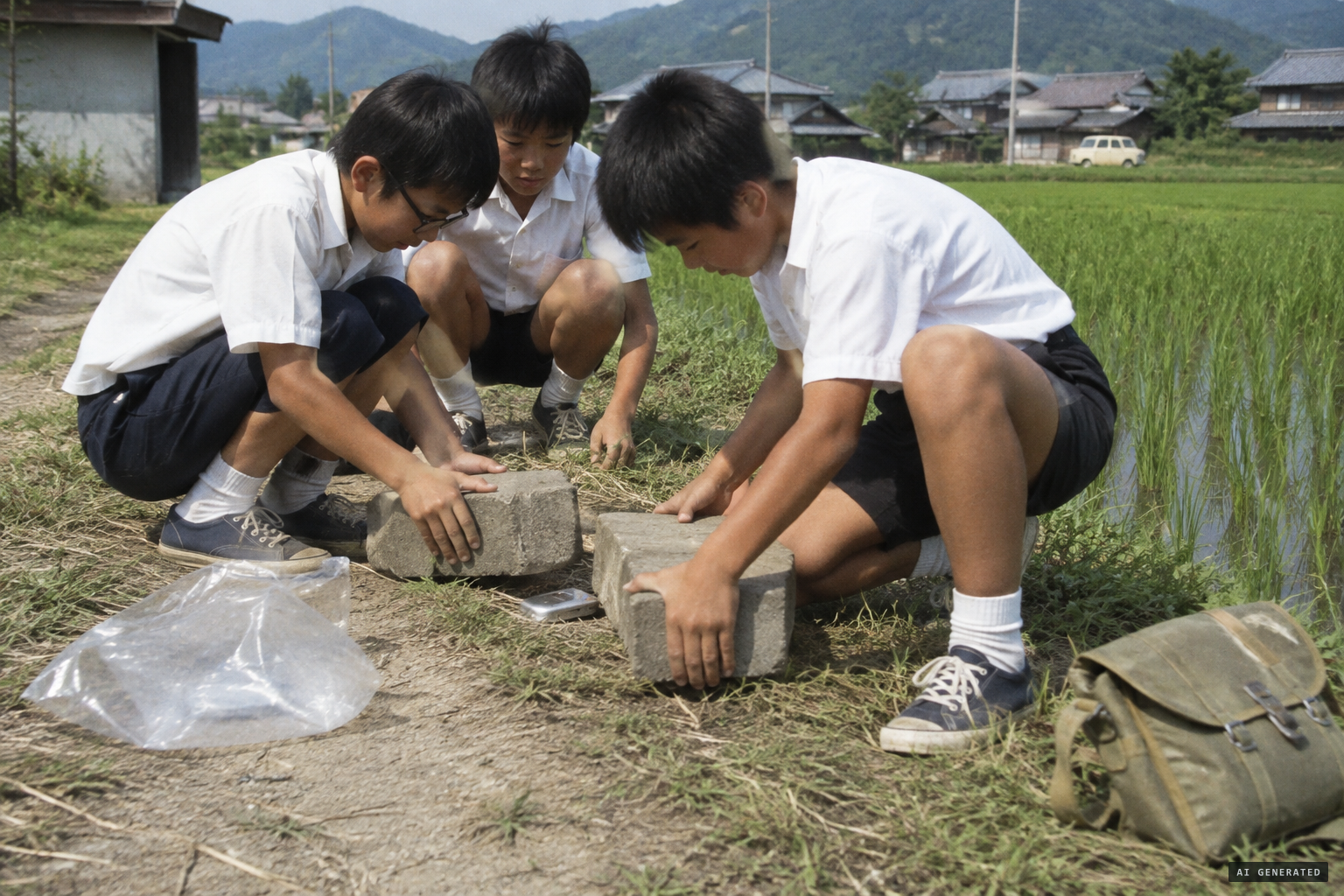 September 6: the boys trap the object under concrete blocks