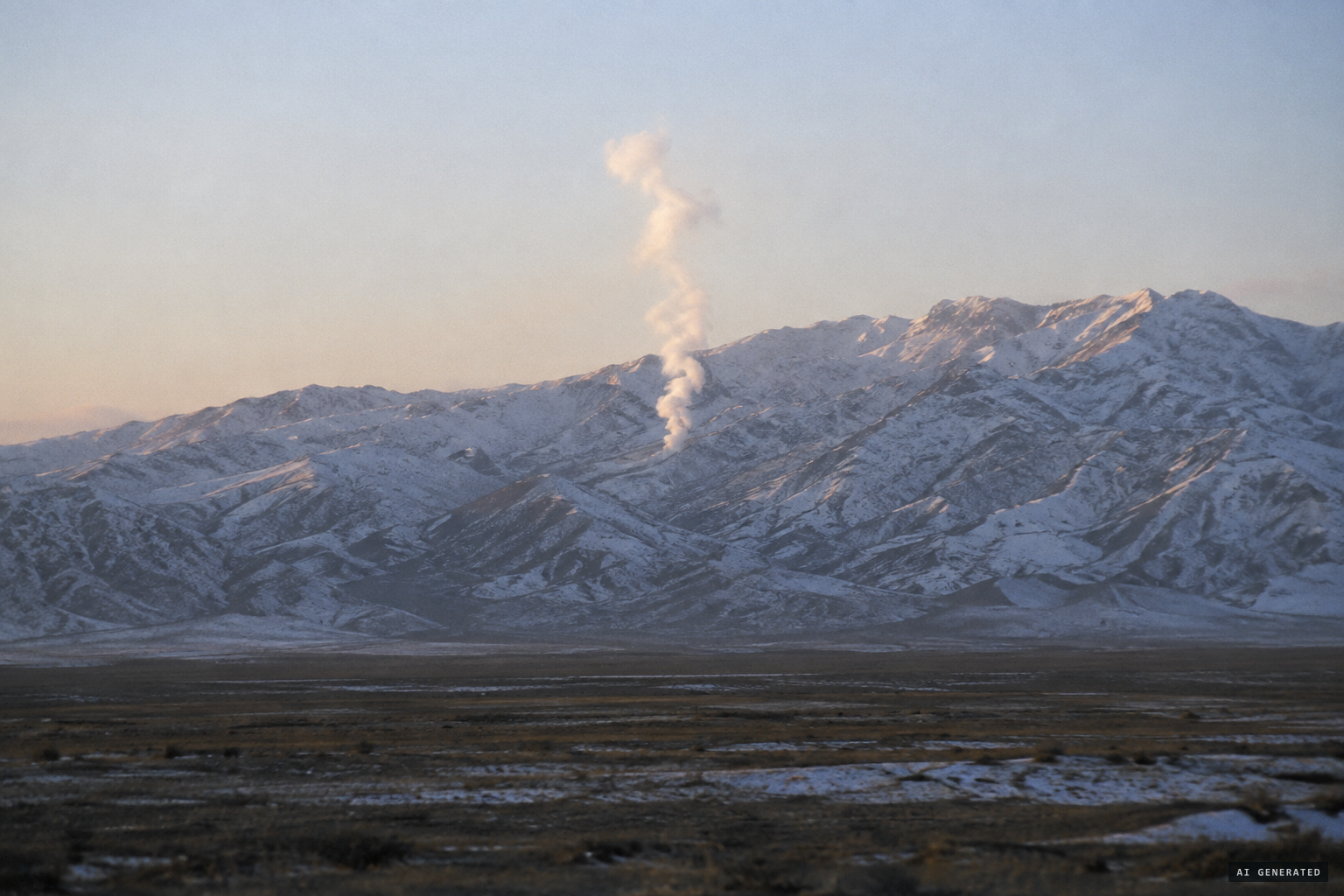 Never explained: a flash at dawn, a boom, and a column of white smoke over the heights