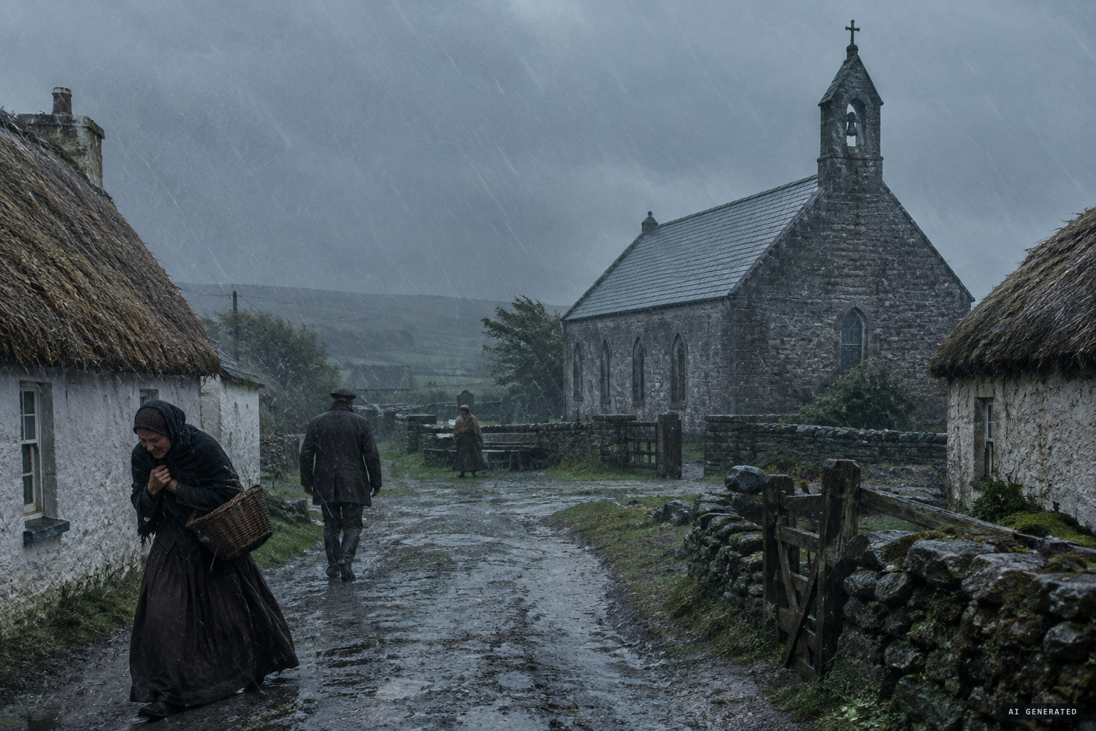 Knock parish church in heavy rain, 21 August 1879