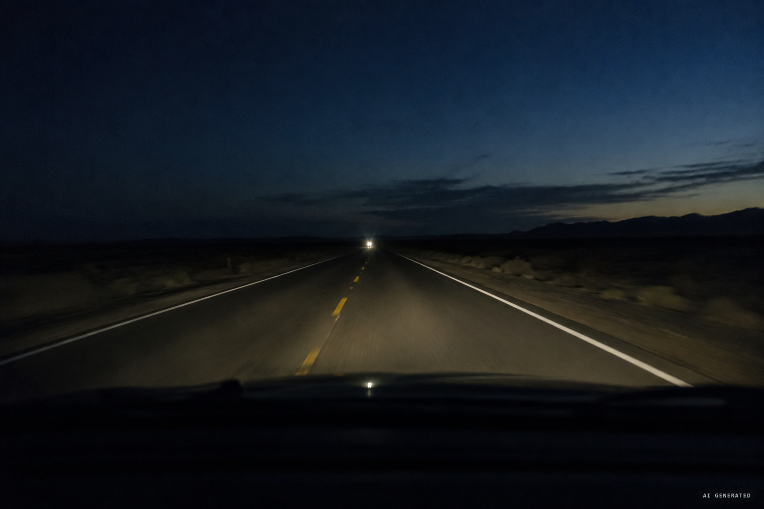 About 4:20 am west of Mundrabilla, a small light appears over the road ahead