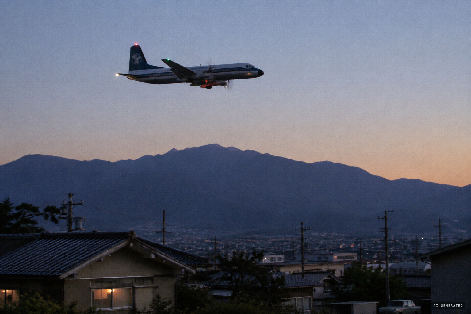 A YS-11 airliner with its lights visible, one proposed explanation