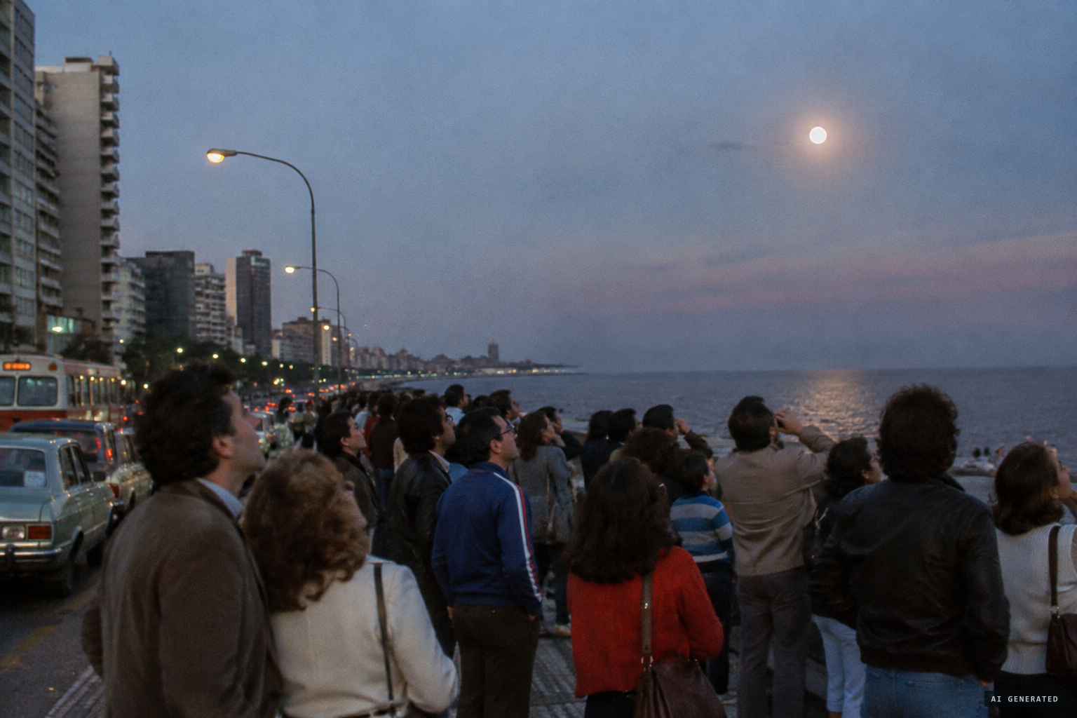 Across South America people see something like a faint full moon with a halo