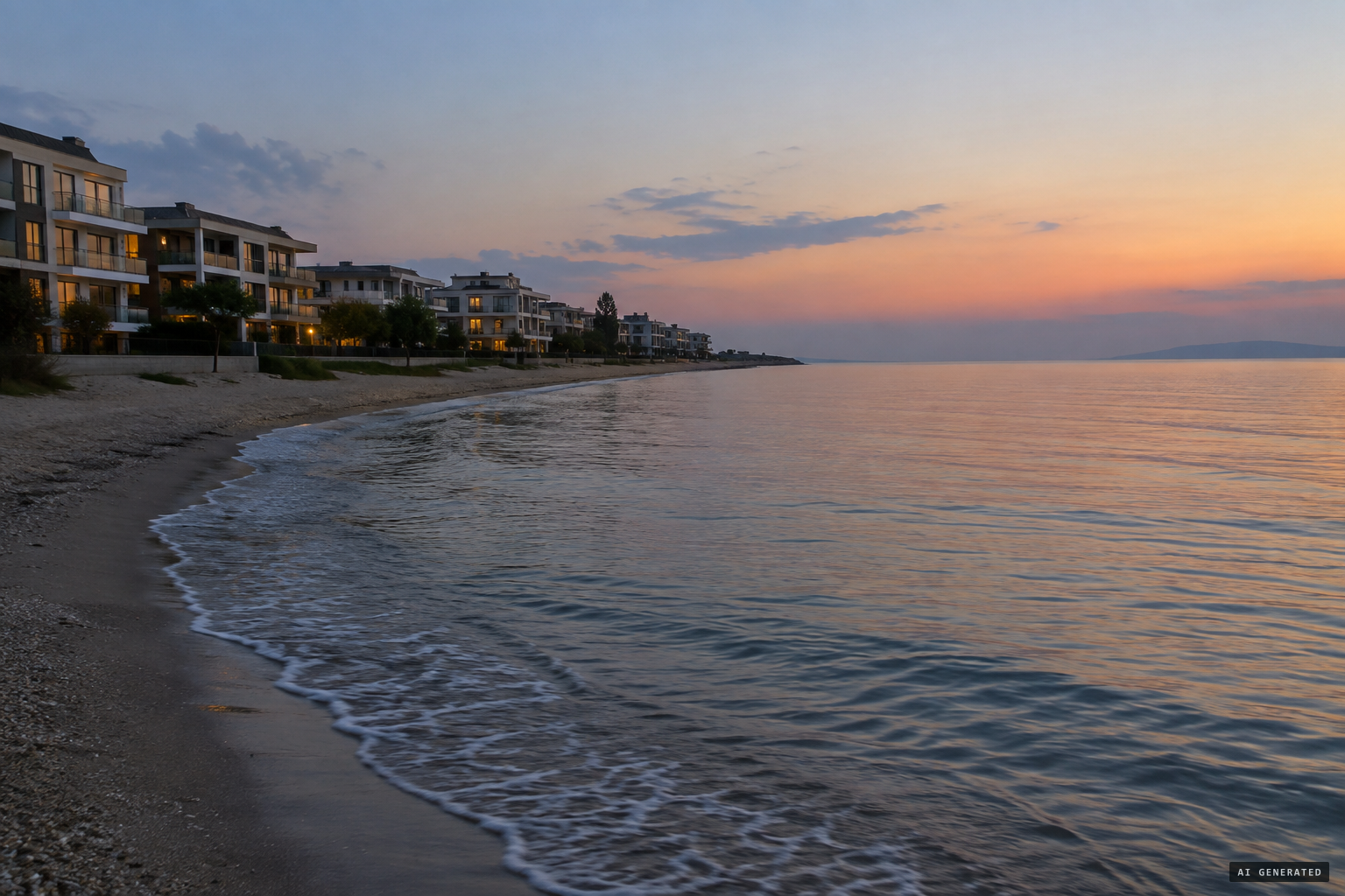 The Yenikent housing complex beach at Kumburgaz, on the Sea of Marmara