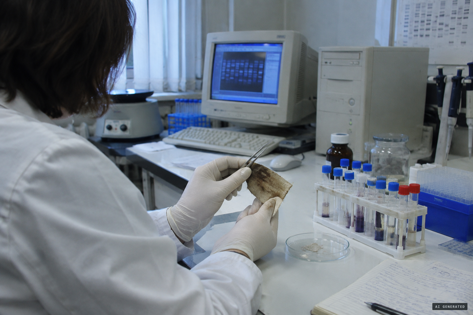 The cloth that wrapped the body is tested: ordinary human DNA with many pathologies