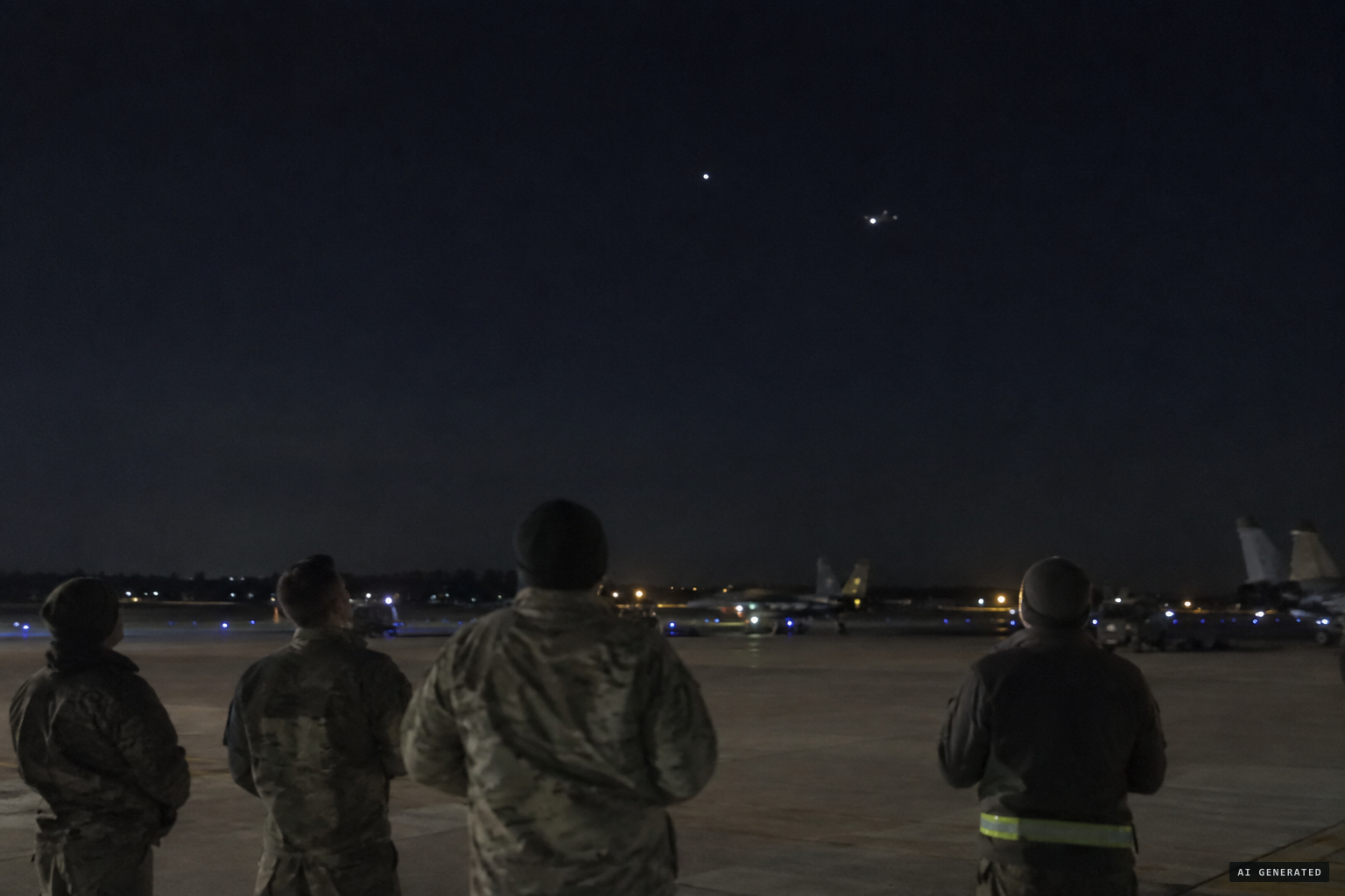 Lakenheath ground observers watch luminous objects in the night sky