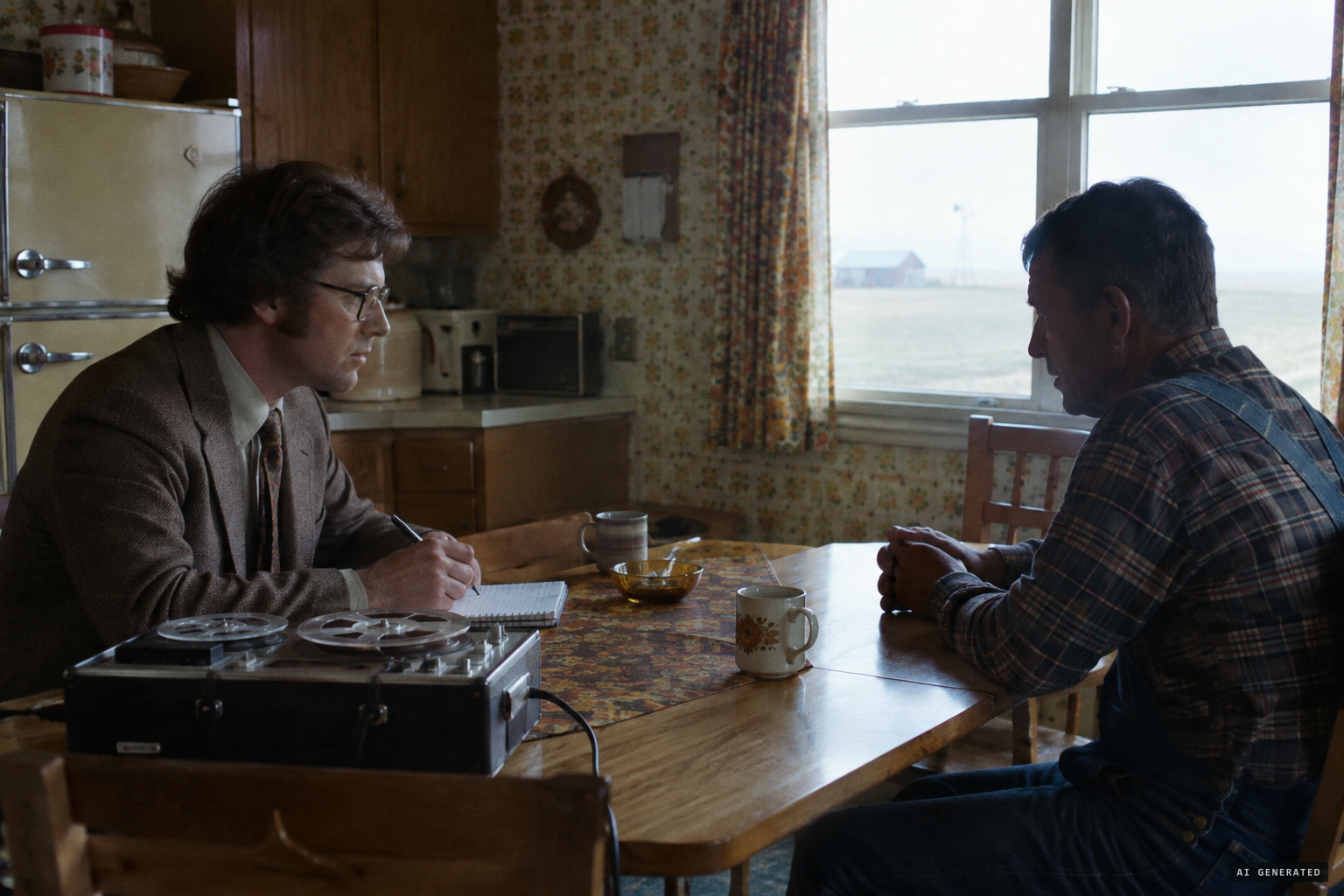 UFO researchers interviewing Fuhr at the farm