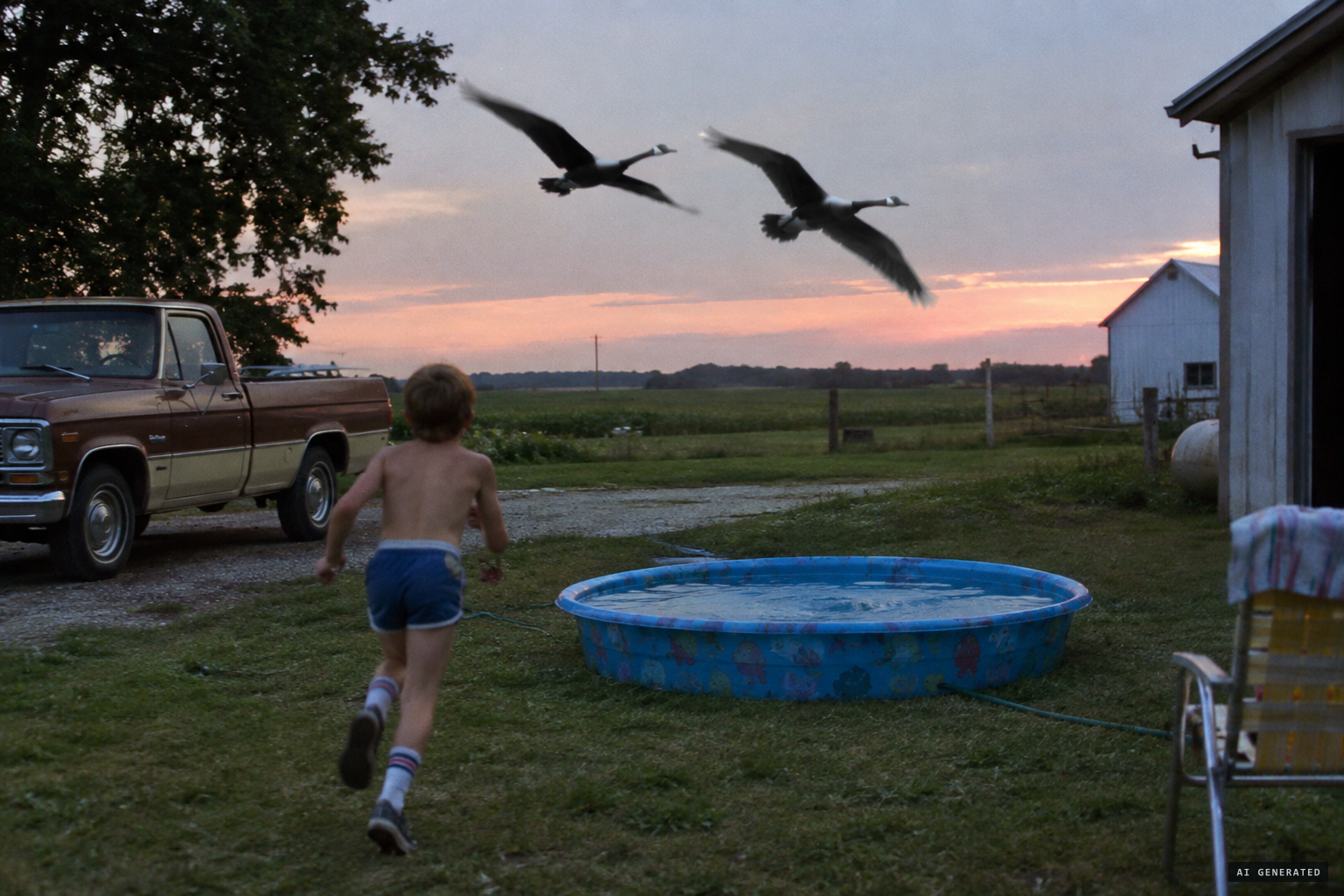 Two large birds come in from the south and swoop at Travis