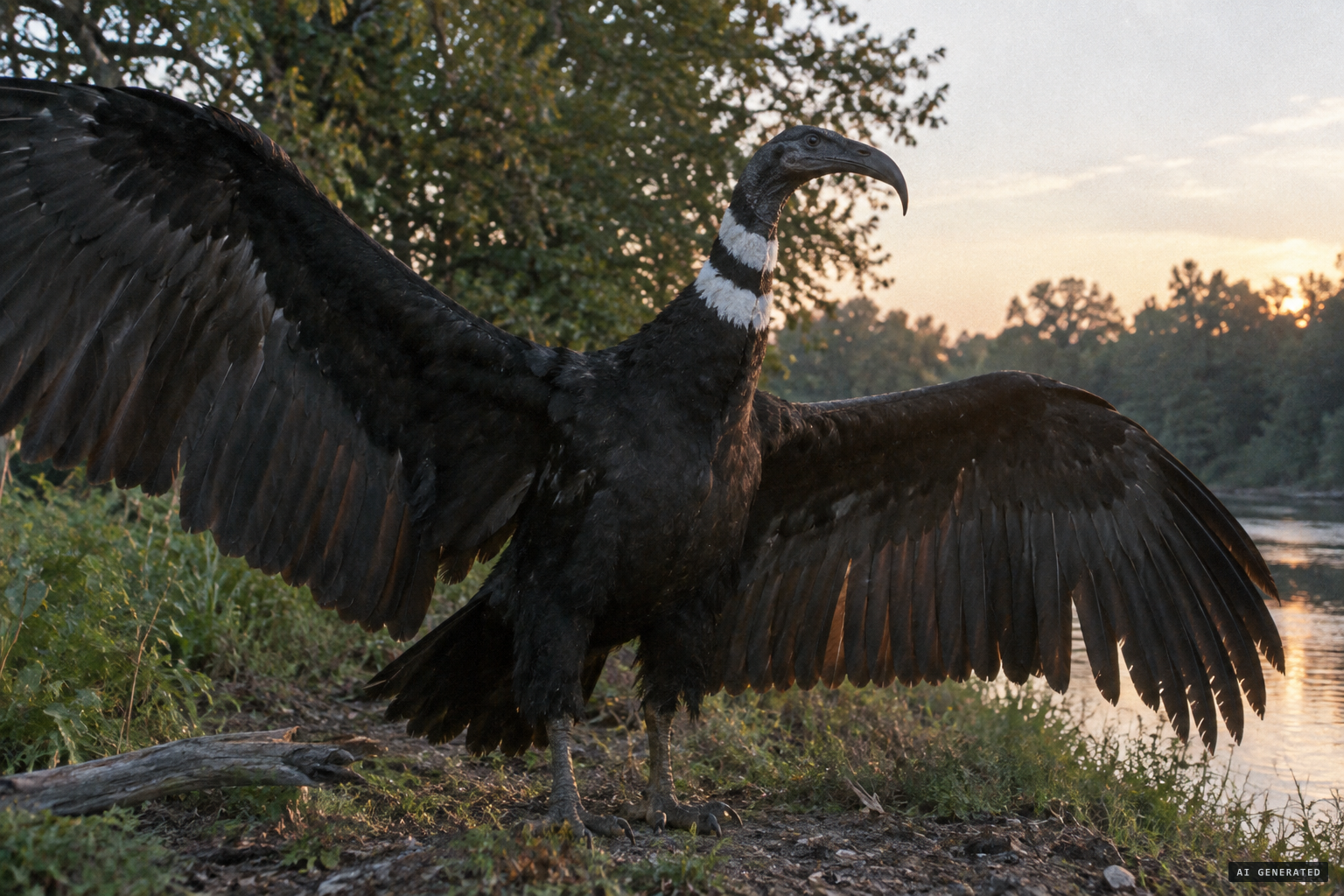 Coal-black, long white-ringed neck, long hooked beak: the witnesses' birds