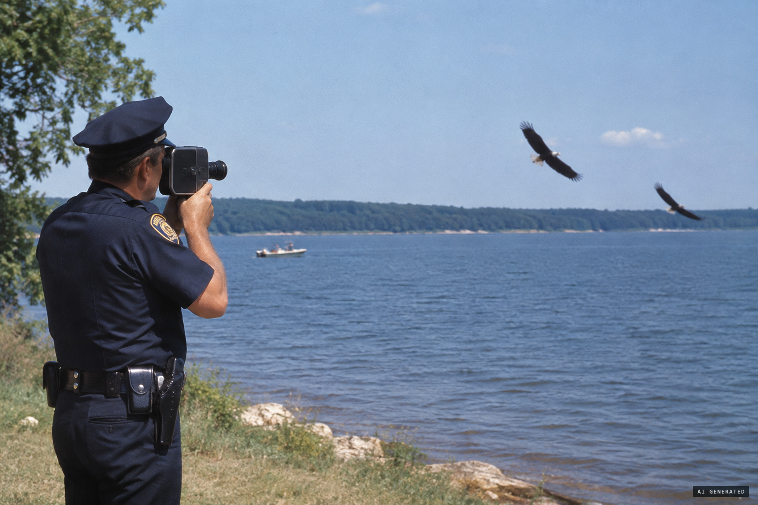 Tuscola police chief filming two large birds at Lake Shelbyville