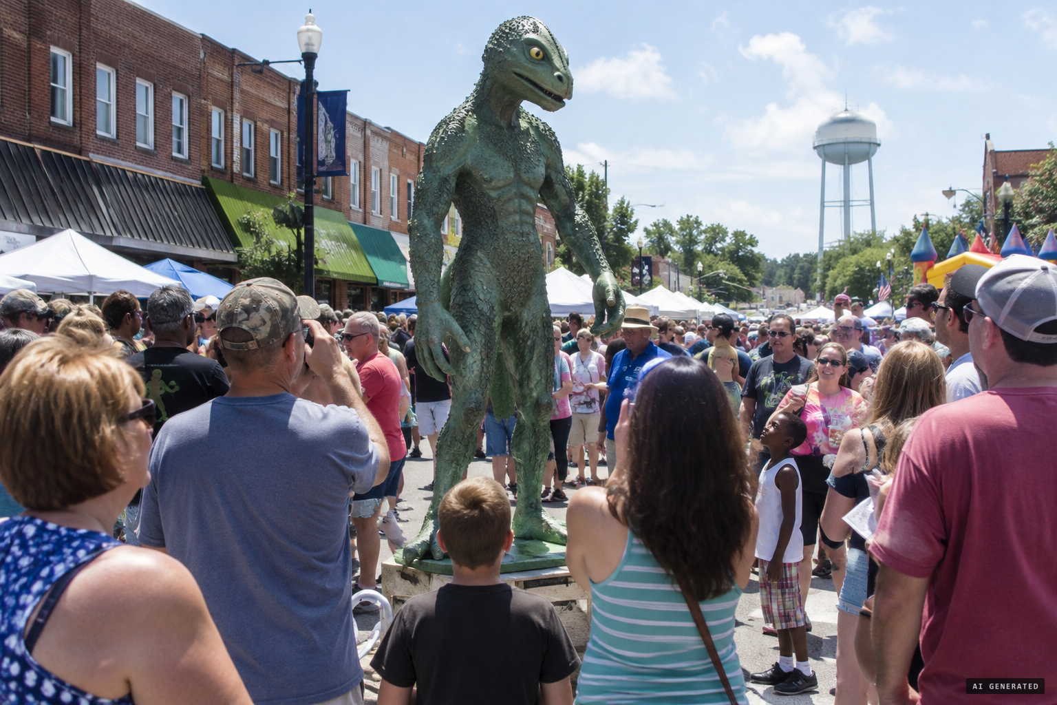 Bishopville's Lizard Man Stomp and statue