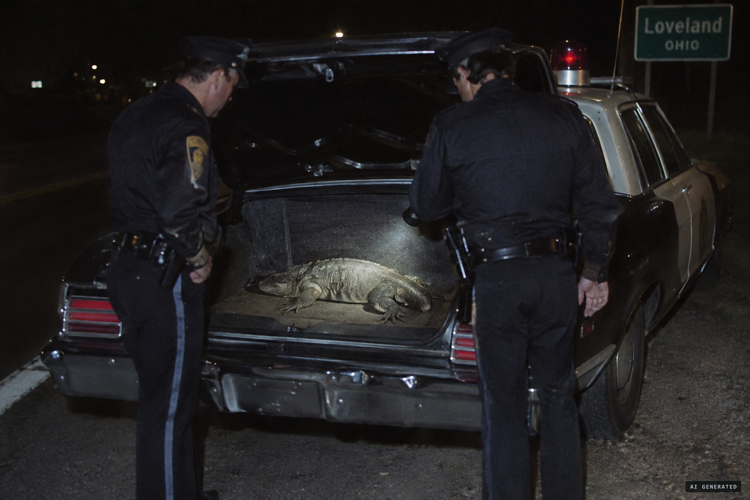 Mathews shows Shockey the animal in his trunk
