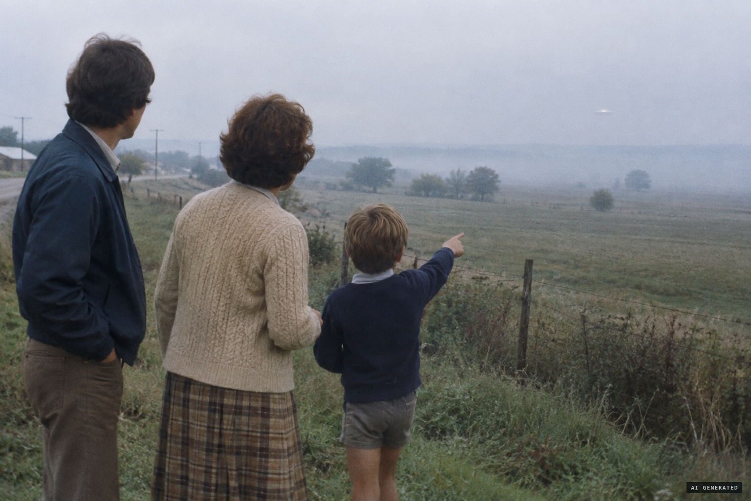A boy spots the craft and alerts his mother and a young man