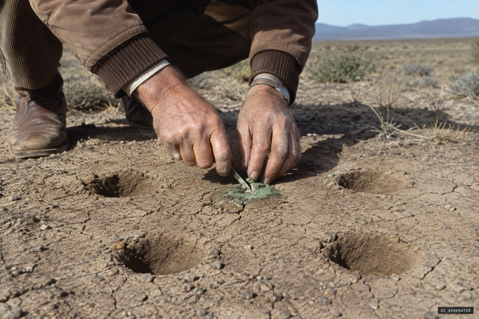 Four landing marks, a central mark, and a green putty-like substance