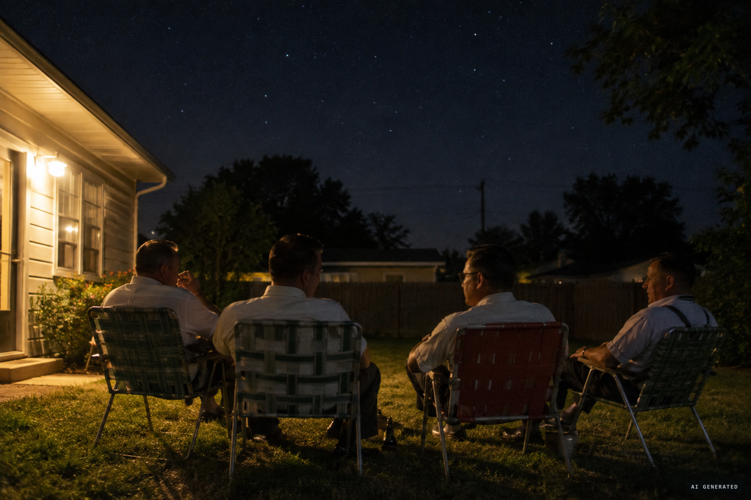 Four Texas Tech professors in Dr. Robinson's backyard, 25 August 1951