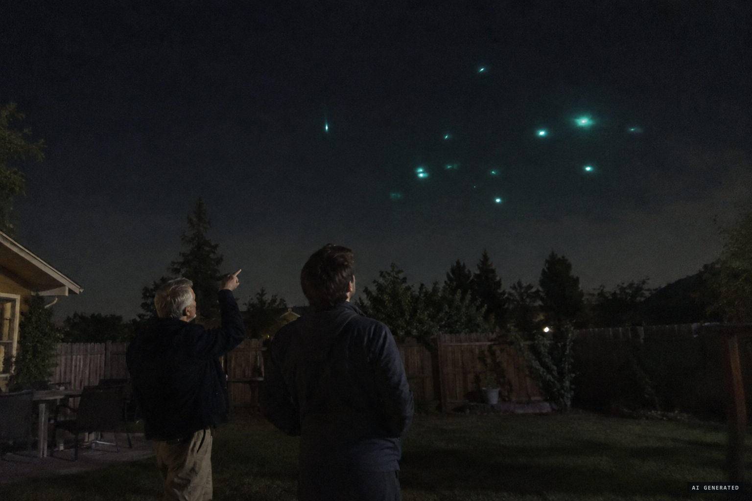 The lights return an hour later, now just in a group
