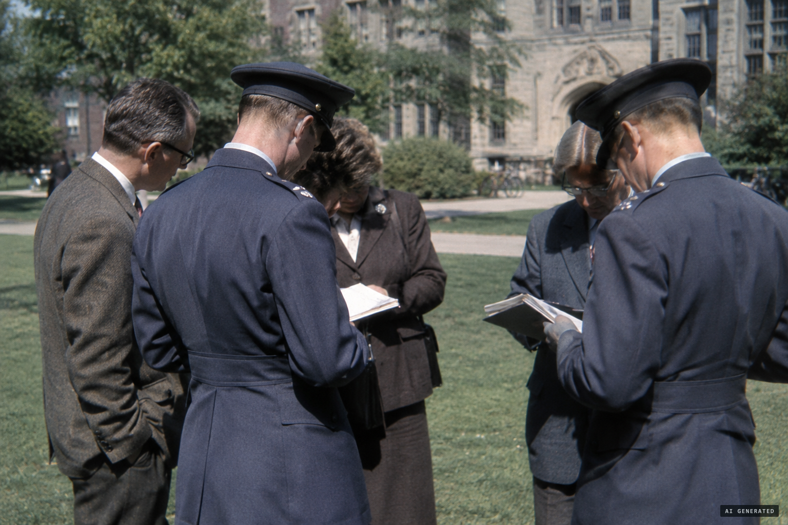 Lt. Ruppelt and Capt. Parker arrive to interview the professors